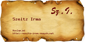 Szeitz Irma névjegykártya