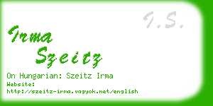 irma szeitz business card